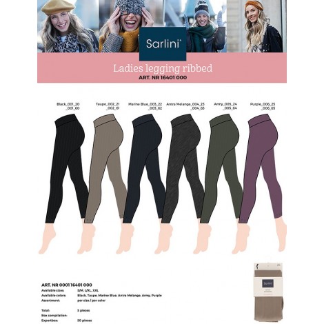 Sarlini seamless dames legging met rib patroon 