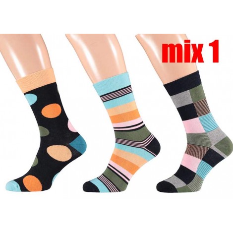 Grappige moderne heren sokken in vrolijke kleuren met strepen, blokken en grote stippen