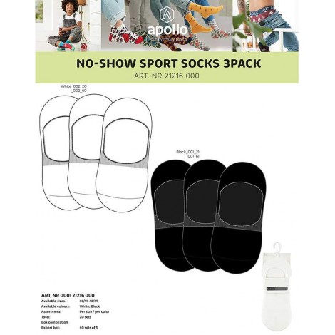 No-Show Sportsokken per drie paar in een pakje
