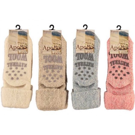 Huissokken/ bedsokken voor dames met 45% wol en antislip !