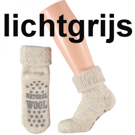 Huissokken/ bedsokken voor dames met 45% wol en antislip !