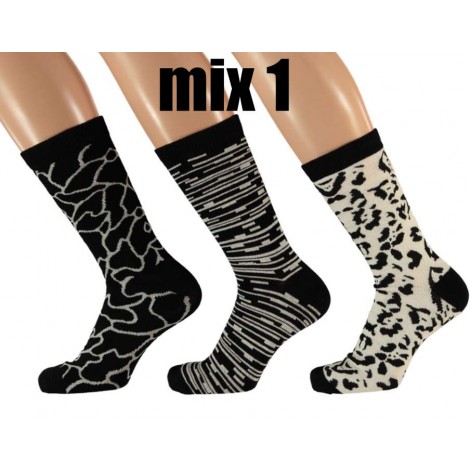 Apollo zwarte dames sokken met diverse printen 