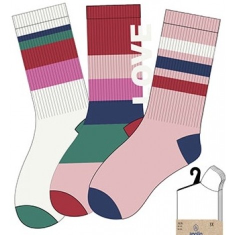 Sportsokken per drie paar in mode kleuren