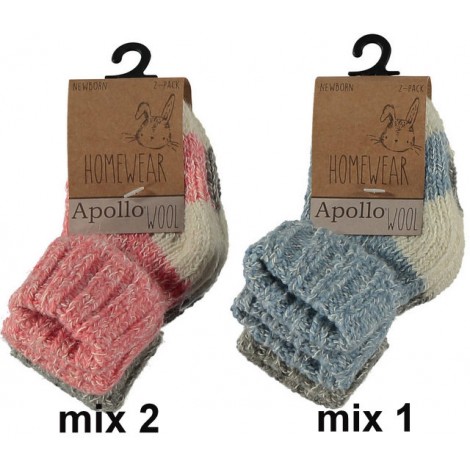 Warme wollen noorse sokken per twee paar voor baby's en kinderen
