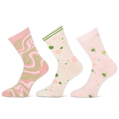 Teckel dames sokken met verschillende wavy retro printen per drie paar