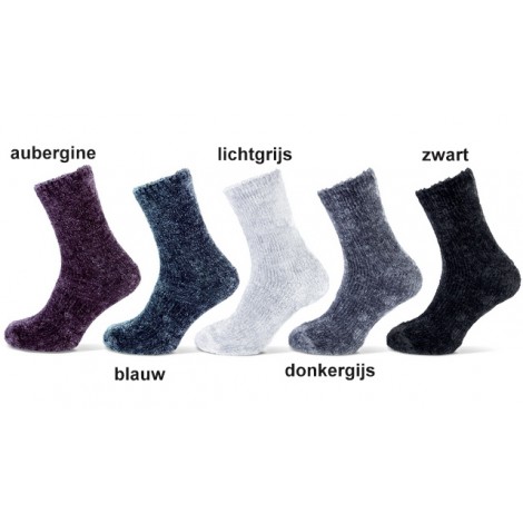 Homesocks/ bedsokken fluweel look per 2 paar van één kleur in een bundel