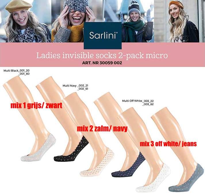 Invisible voetjes voor in sneakers met antislip per twee paar in een pakje  - Corry Kousen Sokken