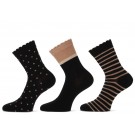 Teckel dames sokken per bundel diverse motieven met lurex gold