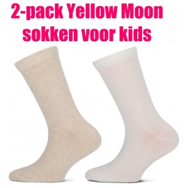 Yellow Moon uni, effen sokken in diverse kleuren voor kids in een bundel per twee paar