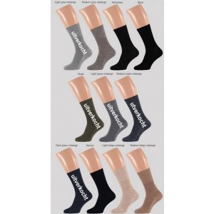 Angro wollen heren sokken zonder elastiek, met een soepele boord, tegen bloedvaat vernauwing, zonder teennaad!