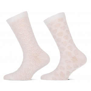 Yellow Moon girls socks ajour hartjes per twee paar