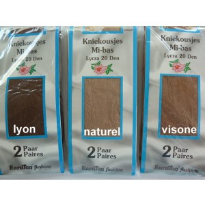 Euralon kniekousen 20 denier met lycra per 2 paar verpakt met een extra brede boord!