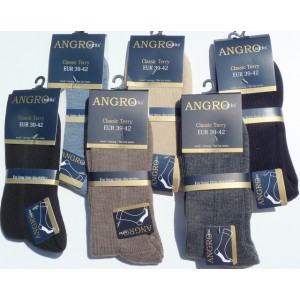 Klassieke terry heren sokken met dunne badstofzool van wol zonder naad op de tenen!